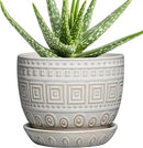 G EPGardening Ceramic Pots for Plants - 5 Inch Plant Pot Indoor with Drainage Hole and Saucer, Outdoor Flower Pot, Decorative Round Planter for Succulent Orchid Snake Plants, White by GreenHaven Gardens