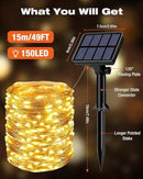 1 Pack Solar Fairy Lights for Outside Waterproof, 49FT/15M 150LED Solar String Lights Outdoor 8 Modes Solar Twinkle Lights for Garden Yard Christmas Tree Wedding Party Decor, Warm White by CozyNest Decor