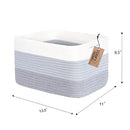 COMFY-HOMI 3PACK Cotton Rope Woven Basket With Handles for Shelves, Toy, Book, Cloth Storage Basket for Organizing|13.5" x 11" x 9.5" Decorative Nursery Cube Bin for Living Room（White / 3-Tone Grey） by TinyTreasures Baby Boutique