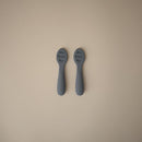 mushie Silicone First Feeding Baby Spoons | 2 Pack (Tradewinds/Shifting Sand) by TinyTreasures Baby Boutique