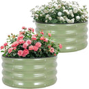 Galvanized Round Raised Garden Bed Outdoor-2Pack Raised Beds for Gardening| Metal Planter Box 2x2x1FT, Green by GreenHaven Gardens