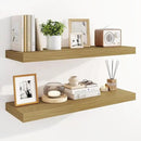 Marsmiles 31.5" Floating Shelves for Wall, Wooden Shelves with Invisible Brackets Set of 2, Rustic Farmhouse Wall Mounted Shelf for Kitchen Bathroom Living Room Study, Natural Oak by CozyNest Decor