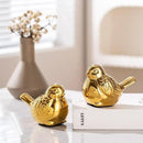 Set of 2 Small Birds Statues Gold Home Decor Modern Boho Style Figurine Decorative Ornaments for Living Room, Bedroom, Office Desktop, Cabinets, Shelf by CozyNest Decor
