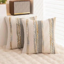 Boho Throw Pillow Covers 18x18 Set of 2 Farmhouse Decorative Cushion Case Striped Square Pillows Cover Chenille Pillow Cases Accent Neutral Pillowcase for Sofa Couch Bed,Orange-Gray by CozyNest Decor