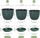Large Flower Pots 12/10/9 inch, Set of 3 Decorative Plastic Planters with Drainage Holes and Saucers for Garden House Plants, Plant Pots for Indoor Outdoor Plants, Black with Green Speckles by GreenHaven Gardens
