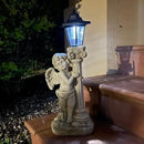 Angel Statue with Solar Lights (Left) 19.7 Inch, Outdoor Solar Angel Garden Statue with Roma Pillar for Garden Lawn Deocr, Christian Religious Gift by GreenHaven Gardens