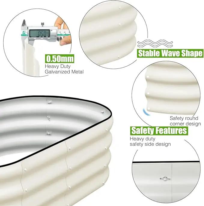 SnugNiture Galvanized Raised Garden Bed Outdoor, 2 Pcs 4x2x1ft Oval Metal Planter Box for Planting Plants Vegetables, White, photo 2 of 6