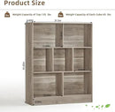 LEYAOYAO 7 Cube Bookshelf with Base,3 Tier Mid-Century Modern Grey Bookcase,Standing Wide Bookshelves Storage Organizer Shelf,Rustic Wood Display Cabinet Book Shelves for Bedroom,Living Room,Office by CozyNest Decor