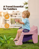 3-in-1 Potty Training Toilet, Toddler Toilet Seat with Step Stool, Foldable Potty Ladder with Potty Chart, PU Cushion, Splash Guard, Anti-Slip Steps & Urinal for Girls & Boys, Pink by TinyTreasures Baby Boutique