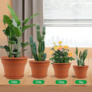 13 Inch Plastic-Flower-Pot-for-Indoor-Plants, 4 Pack Large Outdoor Planter Pot with Drainage Holes & Saucers, Resin Decorative Garden Pots Planters by CozyNest Decor