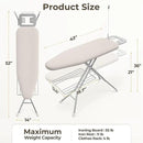 Yaheetech Ironing Board, Compact Iron Board with Cord Holder, Steam Iron Rest and Bottom Storage Tray, 9 Adjustable Heights & 3 Layer Cover, Folding Heavy Duty Ironing Board 52X14, Beige by CozyNest Decor
