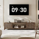 Mid Century Modern TV Stand for 55/65 Inches Television Console with Fluted Doors and Storage Entertainment Center for Living Room and Bedroom Dark Brown by CozyNest Decor