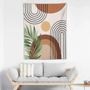 Abstract Bohemian Mid Century Tapestry, Tropical Leaves Modern Geometric Archway Minimalist Bohemian Botanical Aesthetic Wall Hanging, Sage Green Gold Home Decor Art for Bedroom 60x60 Inch by CozyNest Decor