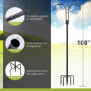 XDW-GIFTS Double Shepherds Hooks for Outdoor, 2-Pack Heavy Duty Garden Pole for Hanging Bird Feeder, Plant Baskets, Solar Light Lanterns, Garden Plant Hanger Stands with 5 Base Prongs by GreenHaven Gardens