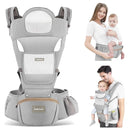 Baby Carrier with Hip Seat,Ergonomic M Position 6in1 Baby Carrier Newborn to Toddler,Head Support and Breathable Mesh Newborn Carrier,Adjustable Baby Holder Carrier for Dad&Mom-Grey by TinyTreasures Baby Boutique