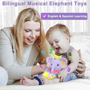 Baby Elephant Musical Stuffed Animals Toy with Light-Up Music & Crinkle Sound Paper,Infant Bilingual Early Learning Education Toys,Tummy Time Toys for 0-3-6-12+ Months Boy Girl, Purple by TinyTreasures Baby Boutique