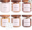 6 Set Glass Pantry Storage Jars with Acacia Airtight Lid - 15oz Thicken Glass Kitchen Canisters with 132 Pantry Labels - Clear Glass Food Storage Containers with Wood Lid for Tea,Sugar,Spice,herbs by CozyNest Decor