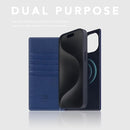 D8 Full Grain Leather Wallet Case for iPhone 15 Plus - [2-in-1] Handcrafted Detachable Diary Style with Magnetic MagSafe Back Cover, Gift Box Included (Navy Blue) by TinyTreasures Baby Boutique
