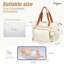 Diaper Bag Tote, Large Baby Diaper Bags Waterproof, Hospital Bag for Labor Delivery with Pacifier Case, Changing Pad, Shoulder Strap, Beige by TinyTreasures Baby Boutique