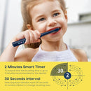 SEAGO Kids Electric Toothbrush, Sonic Soft Bristle Rechargeable Toothbrushes with DIY Stickers, 5 Modes, Includes 4 Replacement Brush Heads, Ages 3 to 12 Years Old (Navy) by TinyTreasures Baby Boutique