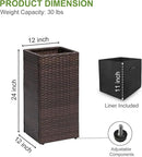 LEWIS&WAYNE Set of 2 Tall Planters for Outdoor Plants Handmade 24'' Wicker Tall Square Planter Box with Removable Liners Modern Planter for Indoor Outdoor Garden Patio Front Porch - Brown by GreenHaven Gardens