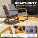 IDZO Premium Club Rocking Chair 500lbs Capacity with Inclined Backrest, Thick Foam Cushion, Solid Acacia Wood Rocker for Patio, Backyard, Balcony, Porch by CozyNest Decor