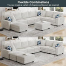 L Lengend Vansen Modular Sectional Sofa U Shaped Couch with Ottoman Modern Reversible Corner Sectional Couch for Living Room (Cream, U Shaped Sofa-5) by CozyNest Decor