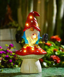 Solar Gnome Statues Outdoor Decor: Garden Figurines Sculpture with Mushroom for Yard Porch Patio Balcony - Gifts for Mother Grandma by GreenHaven Gardens