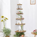 Corner Shelf, Solid Oak Wood Floating Corner Shelf Wall Mount Round End Floating Speaker Shelves with Wire Hole for Small Plant Photo for Bedroom Kitchen, Living Room by CozyNest Decor