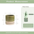 6 Inch Plant Pots, Ceramic Planter Pot with Drainage Hole & Saucer, Indoor/Outdoor Cylinder Round Planter Pot, Green & Beige by CozyNest Decor