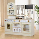 Kids Kitchen playset, Wooden Play Kitchen, Height Adjustable, Comes with Various Kitchen Accessories, Ideal Role Play Toy Gift for Toddlers and Kids Ages 3-8 (White) by TinyTreasures Baby Boutique