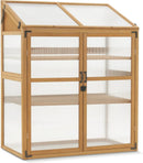 Macrout Cold Frame Greenhouse, Large Wooden Greenhouse Cabinet, Garden Cold Frame with Adjustable Shelves for Outdoor Indoor Use, 1344 (Natural) by GreenHaven Gardens