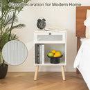 AWASEN White Night Stand, Modern Bedside Table with Glass Storage Drawer and Large Open Shelf, Wood Nightstand Side End Table with Solid Wood Legs for Bedroom, and Small Space, White by CozyNest Decor