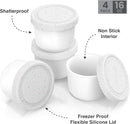 BALCI - 16oz Ice Cream Containers with Silicone Lids (Set of 4) - 1 Pint Each Freezer Food Storage Containers, Reusable, LeakProof, For Homemade IceCream Containers - White with Sprinkles by TinyTreasures Baby Boutique
