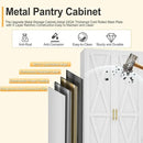 61" H Metal Kitchen Pantry Storage Cabinet, Freestanding Cupboard with 2 Doors and 3 Adjustable Shelves, Standing Storage for Kitchen, Bathroom, Garage, Dinning Room or Utility Room（White） by CozyNest Decor