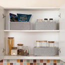 3 Pack Small Storage Baskets for Organizing, Cute Woven Decorative Gift Baskets for Shelves, Mini Closet Organizer Bins with Handles, 11.81''Lx7.87''Wx4.72''H-Grey by CozyNest Decor