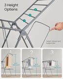 SONGMICS Clothes Drying Rack, Foldable 2-Level Laundry Drying Rack, Free-Standing Laundry Airer, with Height-Adjustable Wings, 33 Drying Rails, Sock Clips, Gray ULLR053G02V1 by CozyNest Decor