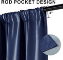 XWZO Full Shading Blackout Curtains 72 Inches Length - Heat and Light Blocking Rod Pocket Window Drapes with Black Liner Backing for Bedroom Sewn with Tiebacks, Navy Blue, W52 x L72, Set of 2 by TinyTreasures Baby Boutique