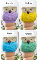 4 Pack Plant Watering Devices, Animal Shape Terracotta Watering Spikes, Vacation Self Watering Planter Insert, Automatic Plant Waterer for Indoor Outdoor Plants (Owl-Grey Eye) by GreenHaven Gardens