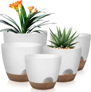 Plant Pots 10/9/8/7.5/7 Inch Self Watering Pots, Set of 5 Plastic Planters with Drainage Holes and Saucers,Plastic Flower Pots,Nursery Planting Pot for Indoor Out Door Plants（White） by GreenHaven Gardens