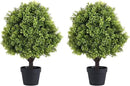 THE BLOOM TIMES 2ft Faux Boxwood Plants Outdoor Set of 2, Topiary Balls Artificial Outside Trees, 24" UV Resistant Fake Greenery Bushes & Shrubs for Front Porch Planter by GreenHaven Gardens