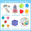 SpringFlower 5 in 1 Baby Toys 6 to 12 Months, Montessori Toys, Soft Baby Teething Toys, Sensory Bin Toy, Stacking Building Blocks & Rings Infants,Sorting Sensory Learning Gift for Toddlers Aged 1-3 by TinyTreasures Baby Boutique