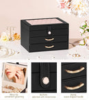 Black Jewelry Box Organizer: Home Decor for Women - 2-Drawer Holder for Valentine’s Day Birthday Christmas Black Pink by TinyTreasures Baby Boutique