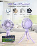 Stroller Fan Clip on for Baby, 4000mAh Rechargeable Battery Operated, Flexible Tripod, 3 Wind Speed, 360° Rotatable, Small Portable Fan for Car Seat Crib Backseat Beach Travel Camping, Purple by TinyTreasures Baby Boutique