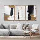 SIGNINART Black and White Abstract Framed Canvas Wall Art Set of 3, Beige Neutral Art Prints, Minimalist Modern Wall Decor for Living Room, Bedroom, Office,Above Couch 16"x24"x3 by CozyNest Decor