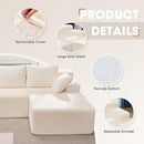 Hobestluk 96“ Modular Sectional Sofa Couches L-Shape Couch 3 Seat Modular Sofa Memory Foam Sectional Couches for Living Room, Cloud Couch with Oversized Chaise (White, Stripe (Right Facing Chaise)) by CozyNest Decor