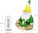Exhart Solar Light-Up Meditating Gnome Statue w/LED Frog, Durable Resin Garden Décor, 8”x6.5”x10.5” by GreenHaven Gardens