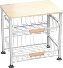 3-Layer Kitchen Fruit Storage Basket Snack Rack, countertop Storage Rack, Stackable Storage Rack with Desktop, Pull-Out Hollow Metal Storage Basket with Handle, Kitchen Organizers & Storage by CozyNest Decor