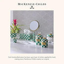 MACKENZIE-CHILDS Enamel Herb Pots, Small Plant Pots for Herbs or Flowers, Set of 3, Green-and-White Emerald Check by CozyNest Decor