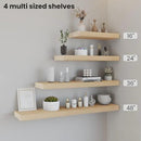 Natural Wood Floating Shelves 24”x 8”x 1.4” Book Shelf Floating for Wall Mounted, Heavy Duty Shelf Hold 60 lbs, Unfinished Wall Shelves for Bathroom, Living Room, Kitchen, Bedroom, Office by CozyNest Decor